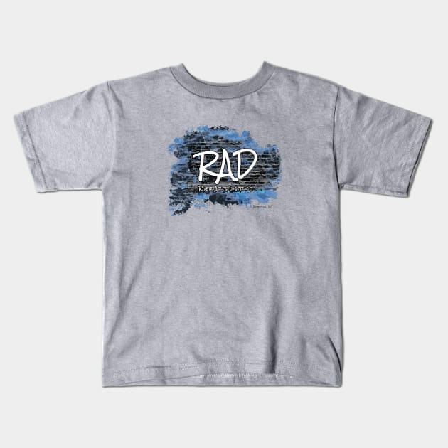 River Arts District - Asheville, NC - Grunge Blue GreyBG 21 Kids T-Shirt by AVL Merch